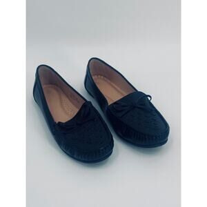 Black Faux Leather Slip On Shoes - Size 9/10 - Comfort
